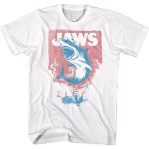 Leaping Shark Jaws Movie Graphic Parent Outfit Fan Cozy Unisex T Shirt 90
